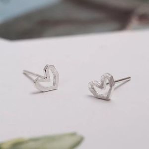 925 Sterling Silver Heart Stud Earrings